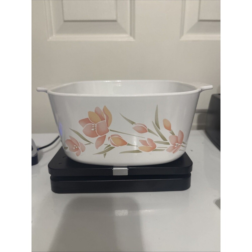 Vtg. Corning Ware Peach Floral 3 Liter A-3-B Squre Dish NO LID